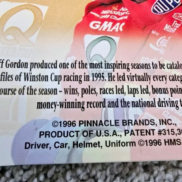 Vintage 1996 Oversized Jumbo 5"X7" Nascar Trading Card Jeff Gordon Pinnacle - Picture 3 of 11